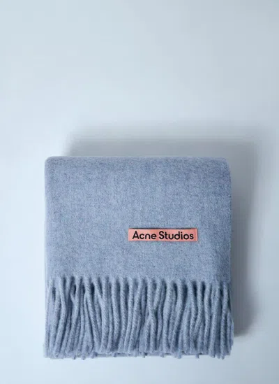 Acne Studios Narrow Fringe Wool Scarf In Lilac