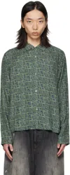 Acne Studios Monogram Button-up Shirt In Green