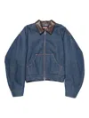 Acne Studios Men Denim Jacket With Contrasting Collar In Blue