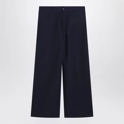 Acne Studios Satin Wide Leg Trousers With Back Pocket In Blue