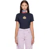 Acne Studios Navy Crest Logo T-shirt In Blue