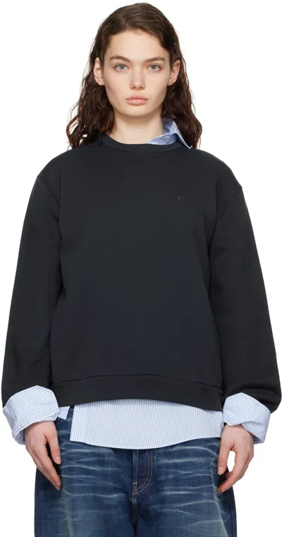 Acne Studios Navy Crew Neck Fleece Sweatshirt In 885 Navy Blue