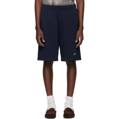Acne Studios Navy Embroidered Logo Shorts In Black