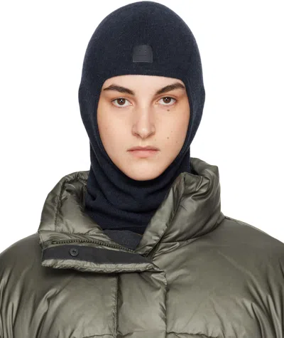 Acne Studios Navy Face Logo Balaclava In Ahe Navy Melange