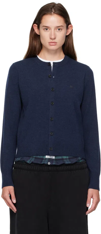 Acne Studios Navy Fitted Yak Wool Cardigan