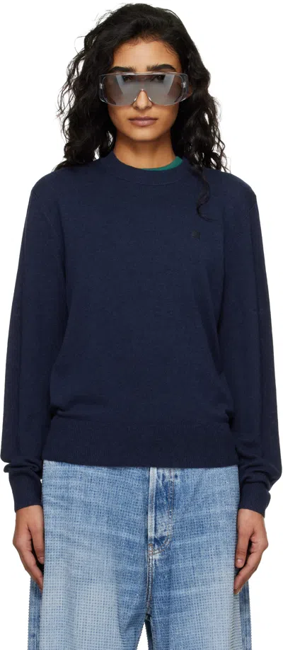 Acne Studios Navy Fitted Yak Wool Sweater In Blue