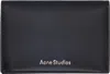 Acne Studios Navy Folded Leather Card Holder In Black