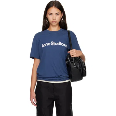 Acne Studios Navy Graphic T-shirt In Blue