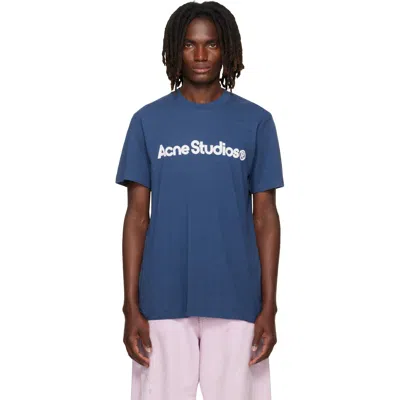 Acne Studios Navy Graphic T-shirt In Blue