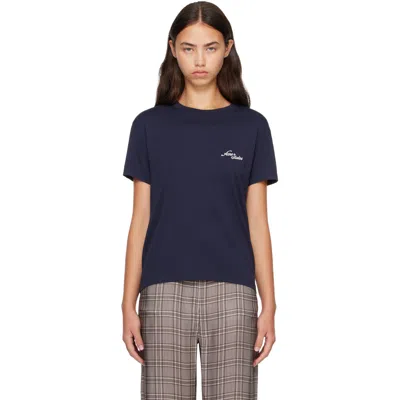Acne Studios Navy Jersey Logo T-shirt In Blue