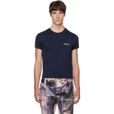 Acne Studios Navy Jersey Logo T-shirt In 833 Dark Navy