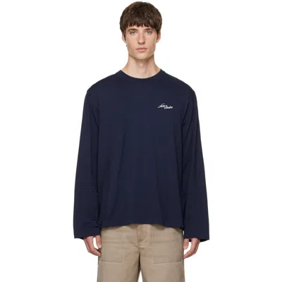 Acne Studios Navy Jersey Logo T-shirt In 833 Dark Navy