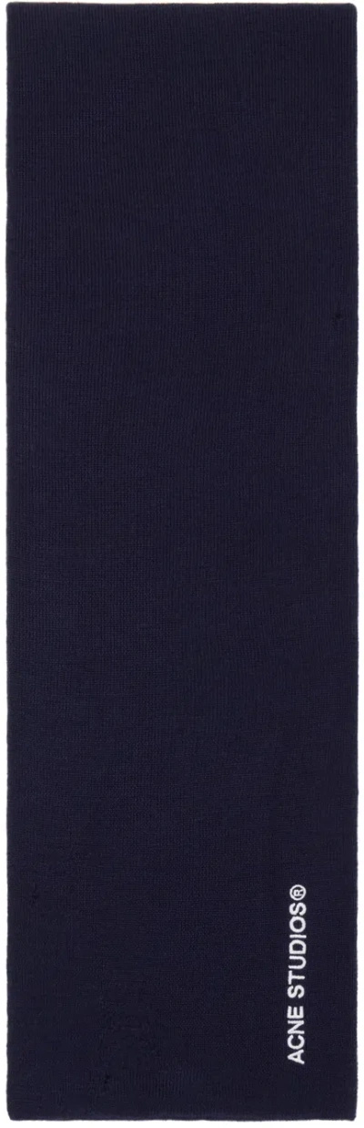 Acne Studios Navy Kornoto Vintage Scarf In Bg3 Navy