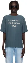 Acne Studios Exford Distressed Logo-print Cotton And Hemp-blend Jersey T-shirt In Green