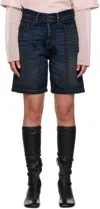 Acne Studios Navy Loose Fit Denim Shorts In Black