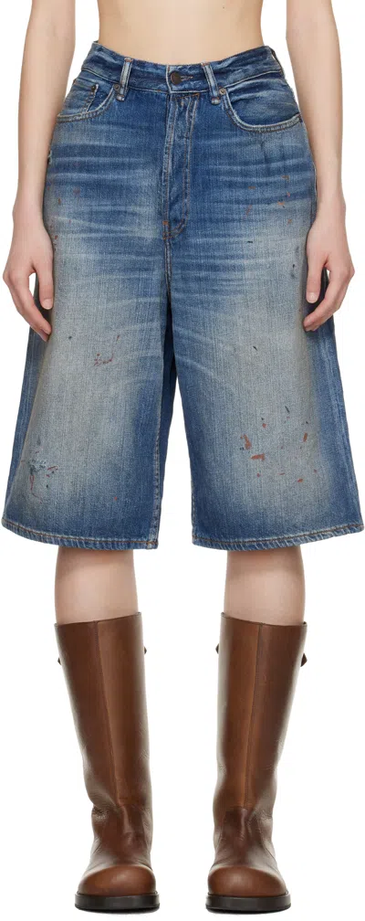 Acne Studios Navy Loose Fit Denim Shorts