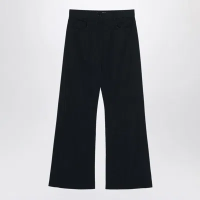Acne Studios Navy Pinstripe Trousers In Black