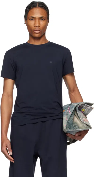 Acne Studios Navy Regular Fit T-shirt In 885 Navy Blue
