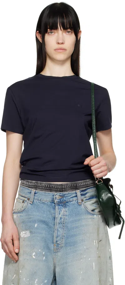 Acne Studios Navy Regular Fit T-shirt In 885 Navy Blue