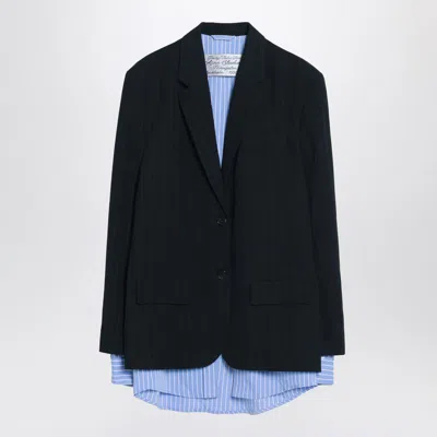 ACNE STUDIOS ACNE STUDIOS NAVY SINGLE-BREASTED JACKET WITH SHIRT DETAIL