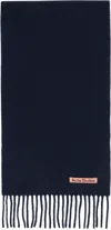 Acne Studios Navy Skinny Fringe Wool Scarf