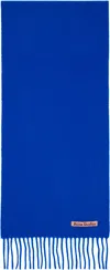 Acne Studios Navy Skinny Fringe Wool Scarf In Blue