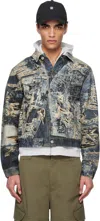 Acne Studios Rye Tlo Torn Scribble Denim Jacket In Auz Mid Blue