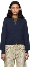Acne Studios Navy Yak Wool Fitted Cardigan In Ahe Navy Melange
