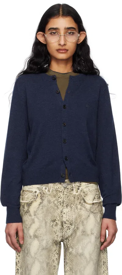 Acne Studios Navy Yak Wool Fitted Cardigan In Ahe Navy Melange