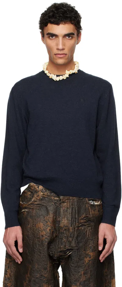Acne Studios Navy Yak Wool Sweater In Ahe Navy Melange