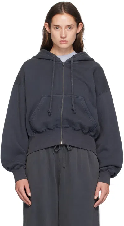 Acne Studios Navy Zip Hoodie In Aam Ocean Blue