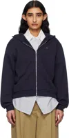 Acne Studios Navy Zipper Hoodie In 885 Navy Blue