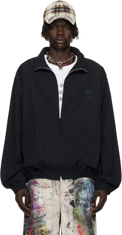 Acne Studios Navy Zipper Jacket In Black
