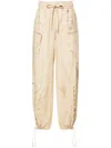 Acne Studios Neutral Printed Drawstring Trousers - Women's - Linen/flax/cotton In Neutrals