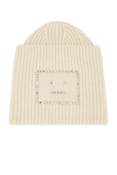 Acne Studios New Crystal Face Beanie In Oatmeal Melange