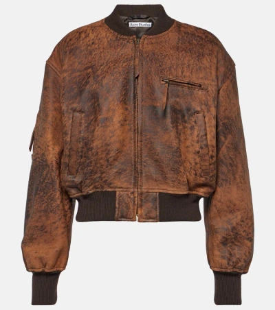 Acne Studios New Lomber Leather Bomber Jacket In Brown