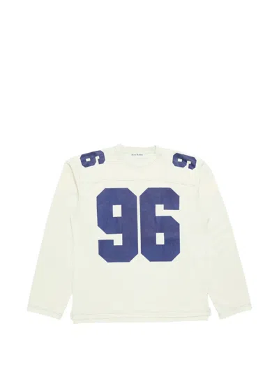 Acne Studios Number-print Long-sleeve Sweatshirt In White