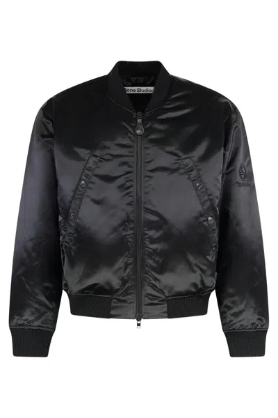 Acne Studios Nylon Bomber Jacket In Black