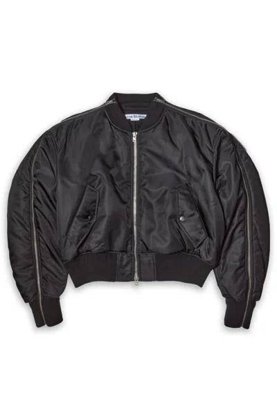 Acne Studios Nylon Bomber With Zips Black