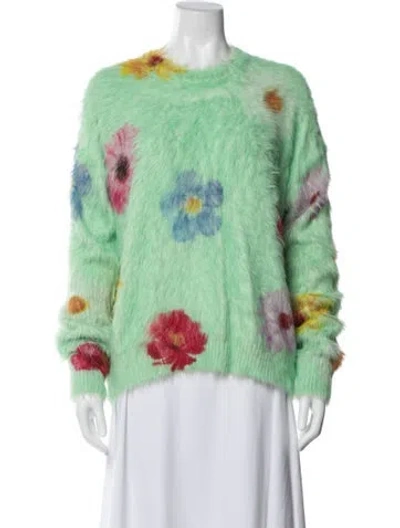 Pre-owned Acne Studios Nylon Floral Print Sweater In Green