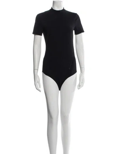 Pre-owned Acne Studios Nylon Mock Neck Bodysuit In Black