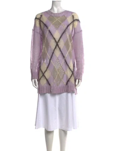 Pre-owned Acne Studios Nylon Plaid Print Sweater In Purple