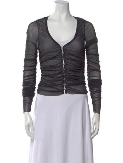 Pre-owned Acne Studios Nylon V-neck Top In Black