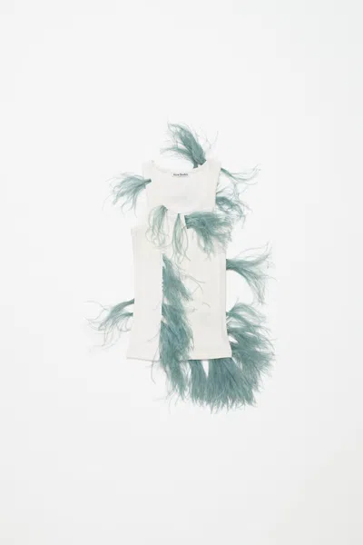 Acne Studios Feather Trim Top In White,navy