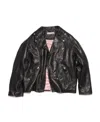 Acne Studios Off-centre Zip Leather Biker Jacket In Black