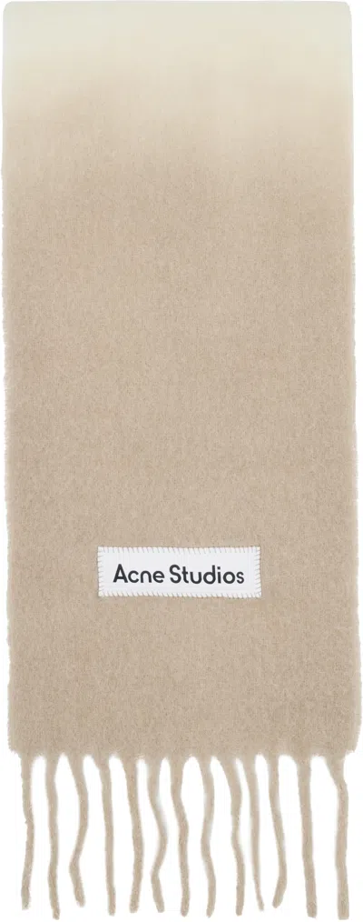 Acne Studios Off-white & Beige Wool Fringe Scarf In Neutral