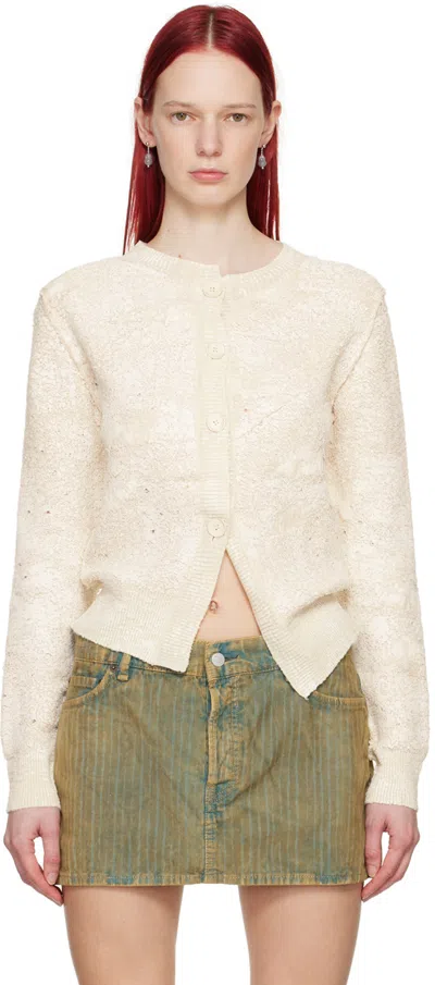 Acne Studios Off-white Asymmetric Cardigan In Aeg Off White