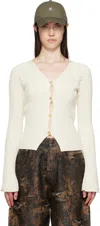 Acne Studios Off-white Button-up Rib Cardigan In Aeg Off White