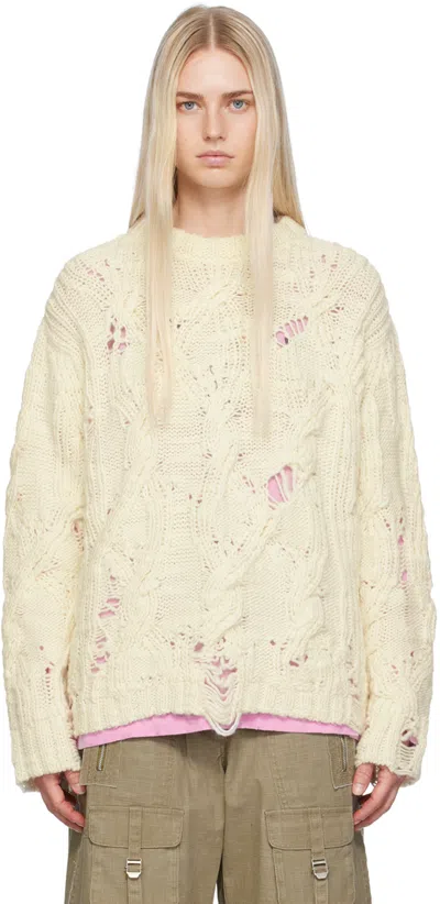 Acne Studios Distressed Chunky-knit Jumper In Bsi Pale Beige
