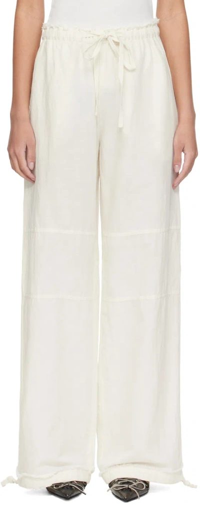 Acne Studios Off-white Drawstring Trousers In Aei Warm White